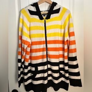 Torrid Vibrant Striped Cardigan in Yellow, Orange, and Black